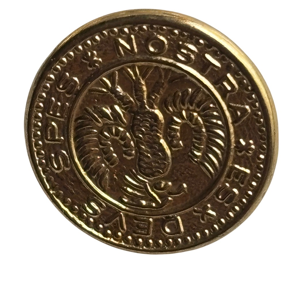 Set of 10 Vintage Gold-Tone "Spes Nostra Es Deus" Heraldic Eagle Blazer Buttons